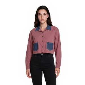 Vintage Paris Sport Club Jacket Women's Size Medium Red Gingham Denim Trim